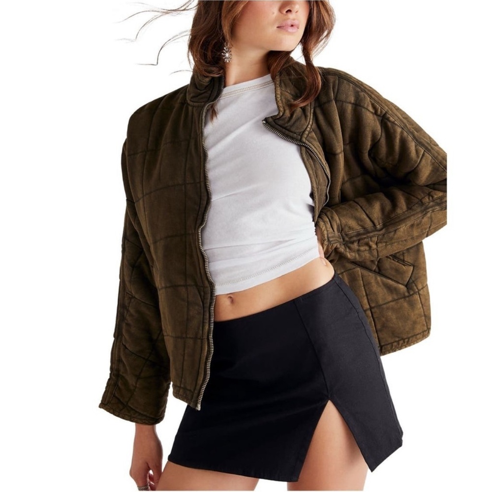 Free People Dolman Quilted Jacket in Dusty Military